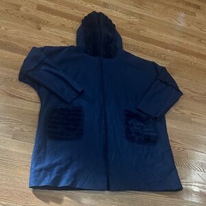 Navy Hooded Coat with Pockets